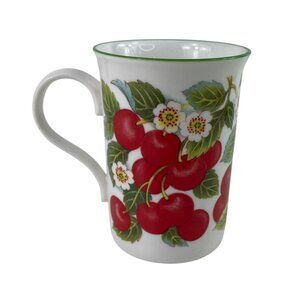 Crown Trent China Cherry Staffordshire England Coffee White Floral Mug Cup